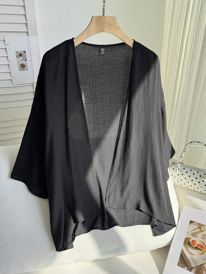 Comfortcana Summer Short Thin Lightweight Textured Plus Size Short Jacket