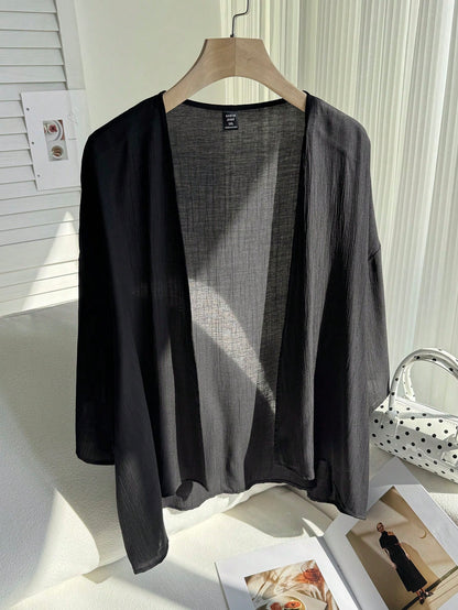 Comfortcana Summer Short Thin Lightweight Textured Plus Size Short Jacket
