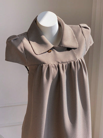 Comfortcana Women's Plaid Cap Sleeve Button Design Casual Mini Dress,Dresses For Women Summer