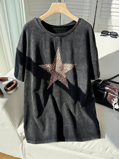 Comfortcana Women's Plus Size Graphic Tees,Dark Green Summer Oversized Casual Formal Everyday T-Shirt,90s Streetwear Acid Wash Look Vintage Soft Tops
