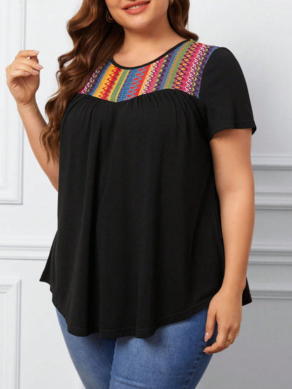 Comfylo Plus Geo Pattern Tee, Summer