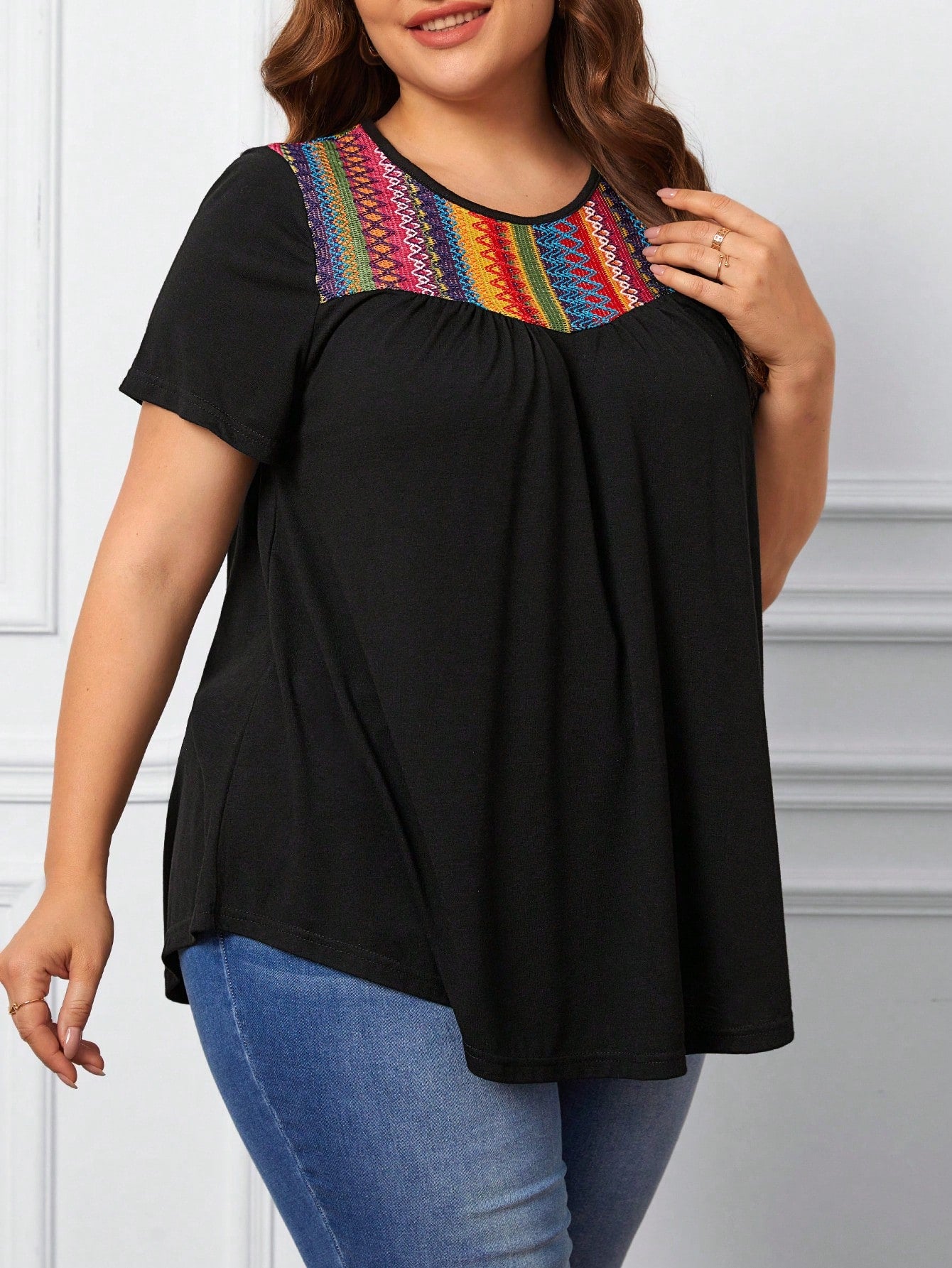 Comfylo Plus Geo Pattern Tee, Summer