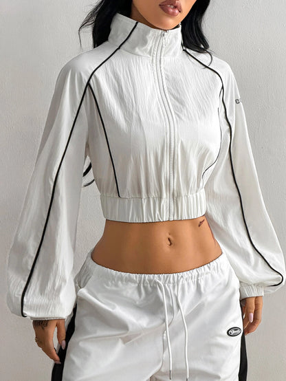 Coolane Women's Colorblock Trim Cropped Lightweight Jacket
