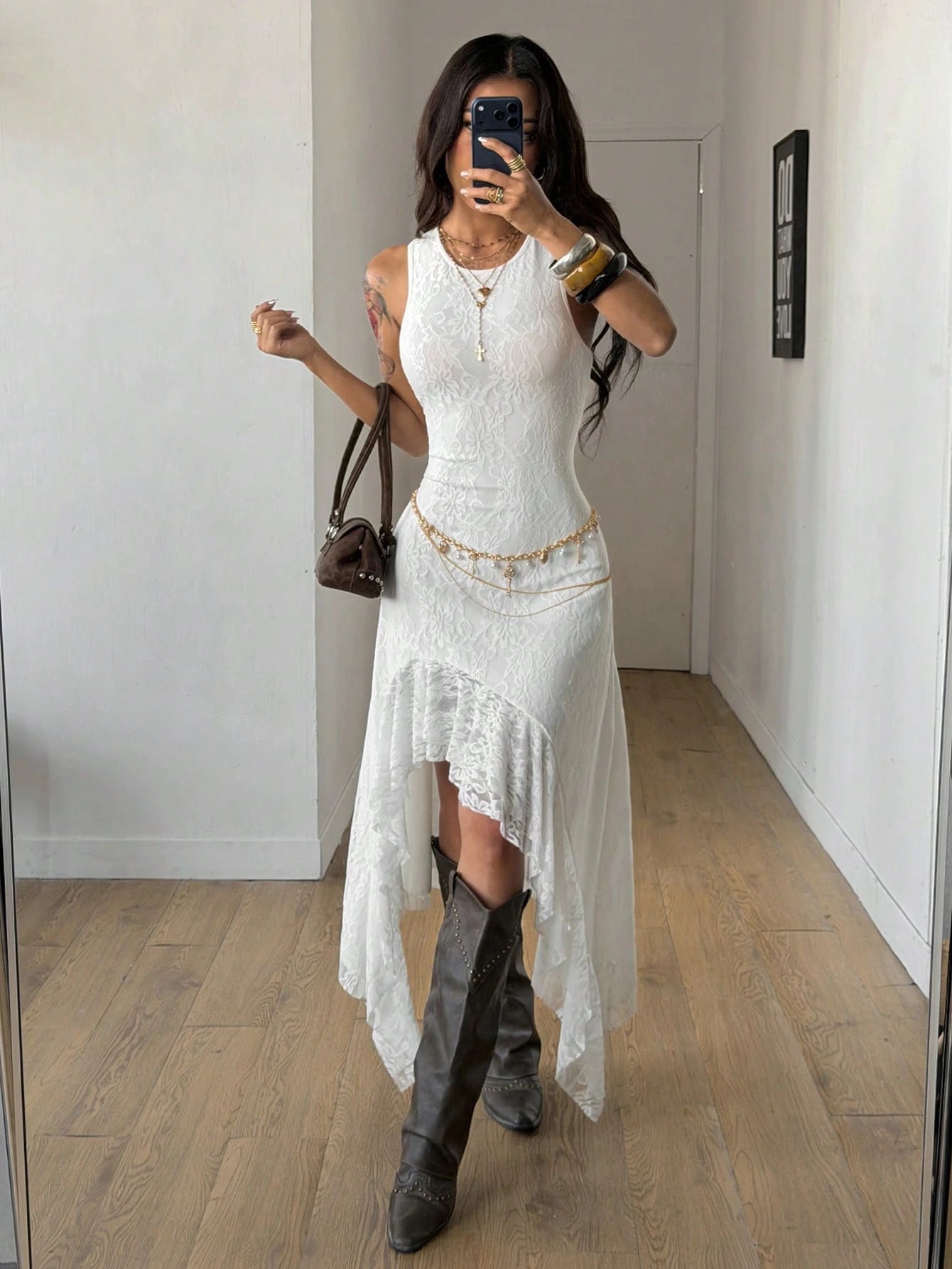 Coolane Women's Summer Black Boho Elegant Vacation Dress,Goth Casual Party Evening Vintage Tropical Chic Contrast Lace Slim Fit Ruffle Flowy Streetwear