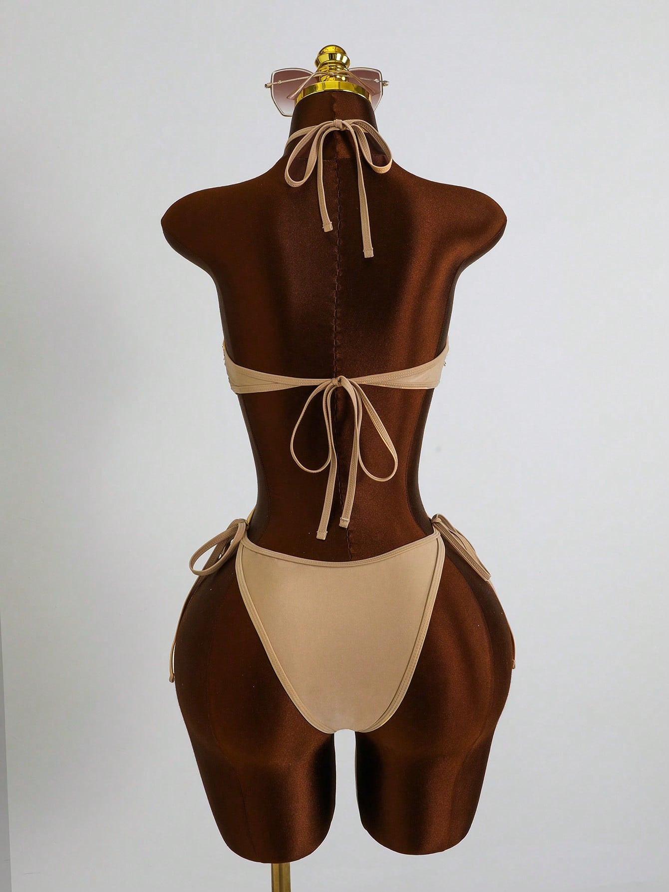 Costavie Glamour One-Piece Spring/Summer Vacation Sequin Textured Fabric Halter Neck Sexy Bikini Women's Swimsuit