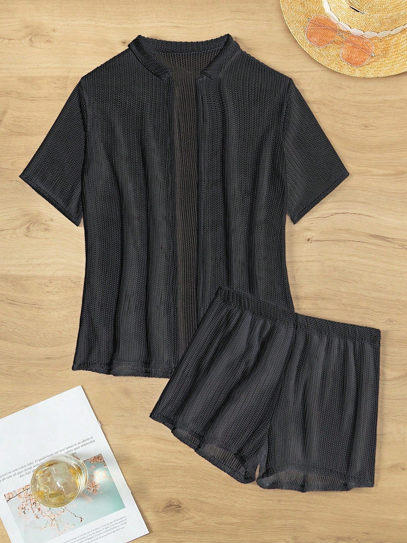 Costavie Summer Beach 2pcs/Set Women's Cover Up Blouse And Shorts Set