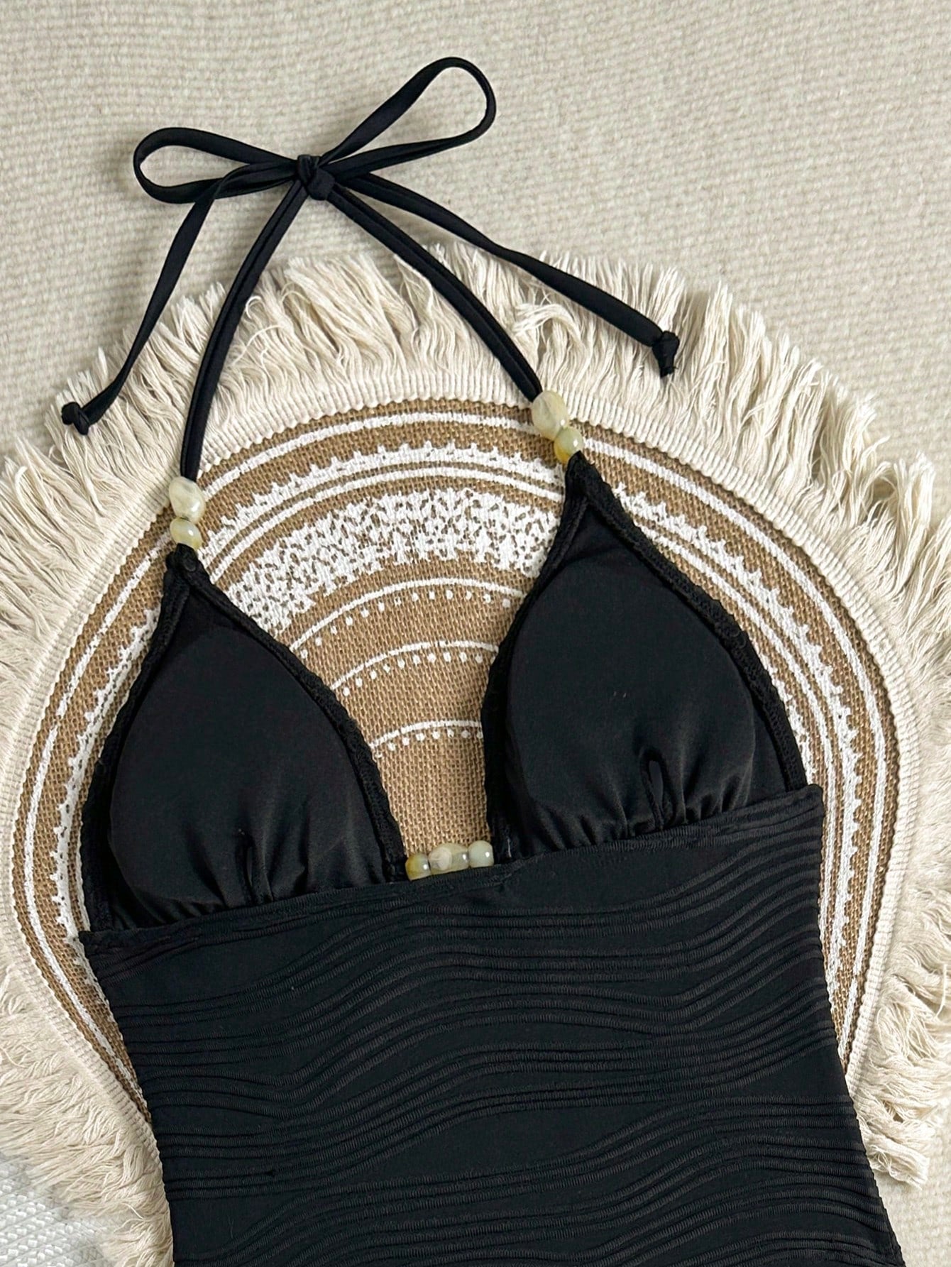 Costavie Women's Summer Beach Solid Color Halter Tie Sexy Tankini Swimwear Set