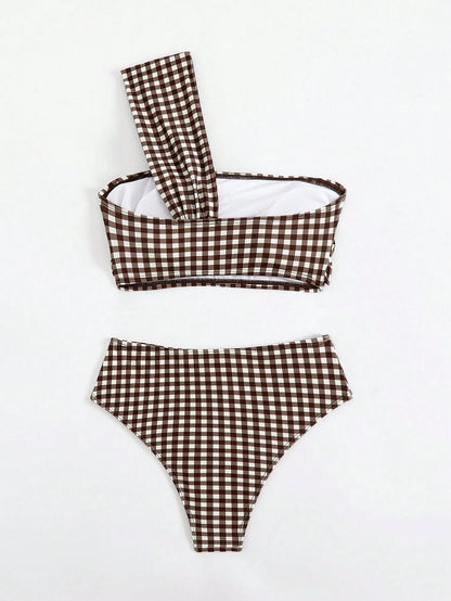 Costavie Women's Vacation Beach Plaid Swimsuit Set