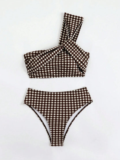 Costavie Women's Vacation Beach Plaid Swimsuit Set