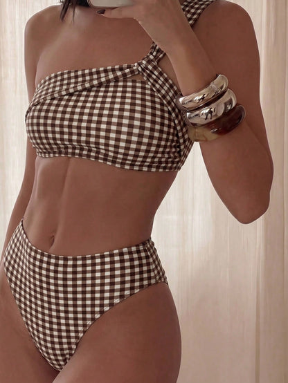 Costavie Women's Vacation Beach Plaid Swimsuit Set