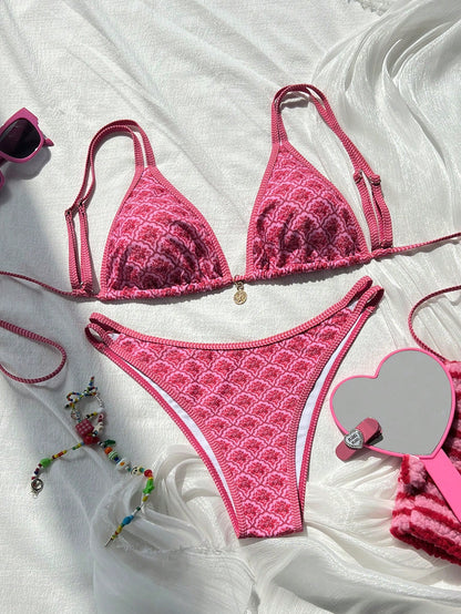 Costavie Women Summer Blue Floral Ditsy Bikini Set,2 Pieces Boho Swimwear For Beach Vacation,Holiday Summer Holiday Outfit,Fashion Swim Suit Vacation Outfits