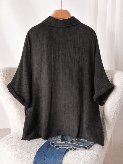 CosyJoli Plus Size Casual Dolman Sleeve Shirt, Summer Tops