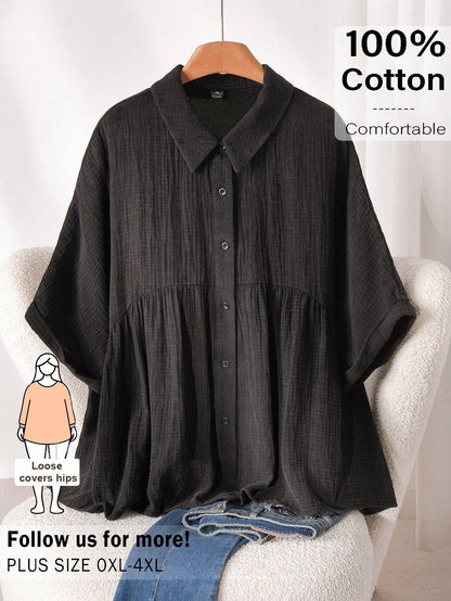 CosyJoli Plus Size Casual Dolman Sleeve Shirt, Summer Tops