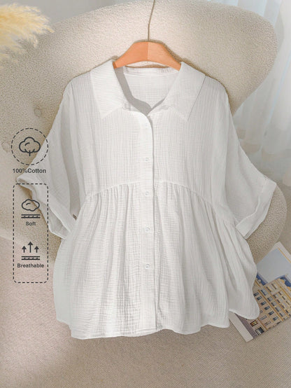 CosyJoli Plus Size Casual Dolman Sleeve Shirt, Summer Tops