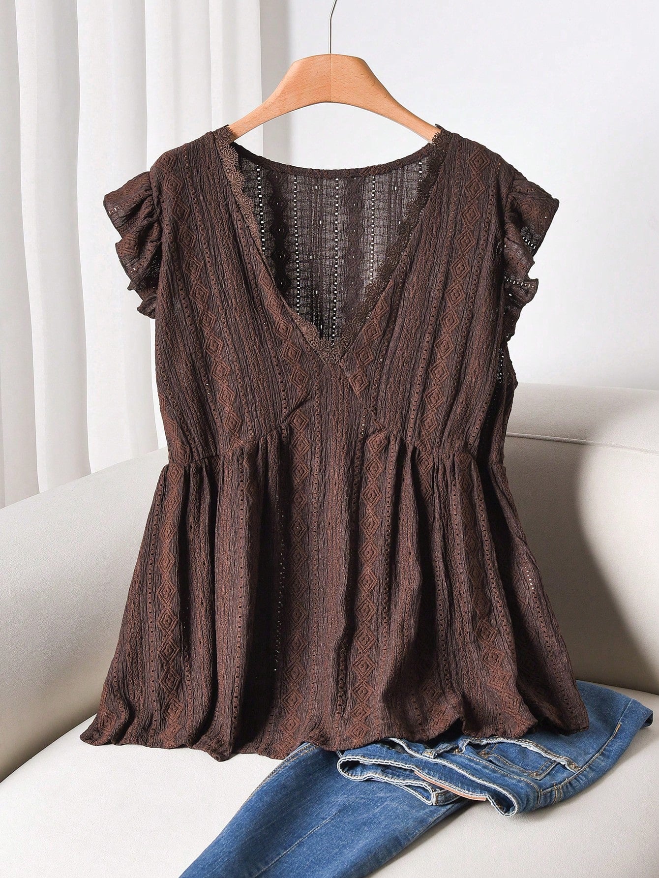 CosyJoli Plus Size Tank Top & Tank Top, Cap Sleeve Top, Coffee Brown Sleeveless Top, Casual Elegant Women Clothing