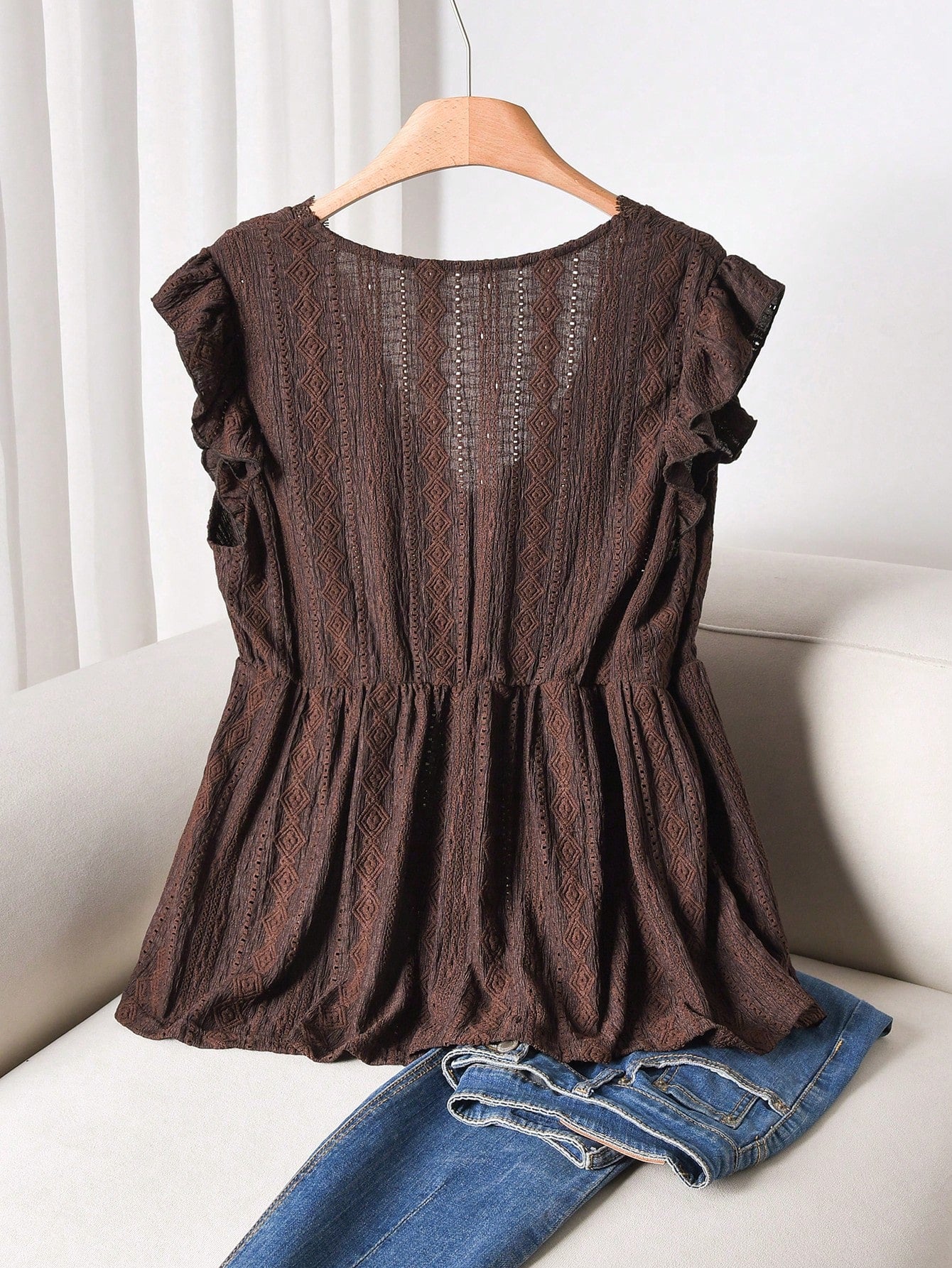 CosyJoli Plus Size Tank Top & Tank Top, Cap Sleeve Top, Coffee Brown Sleeveless Top, Casual Elegant Women Clothing