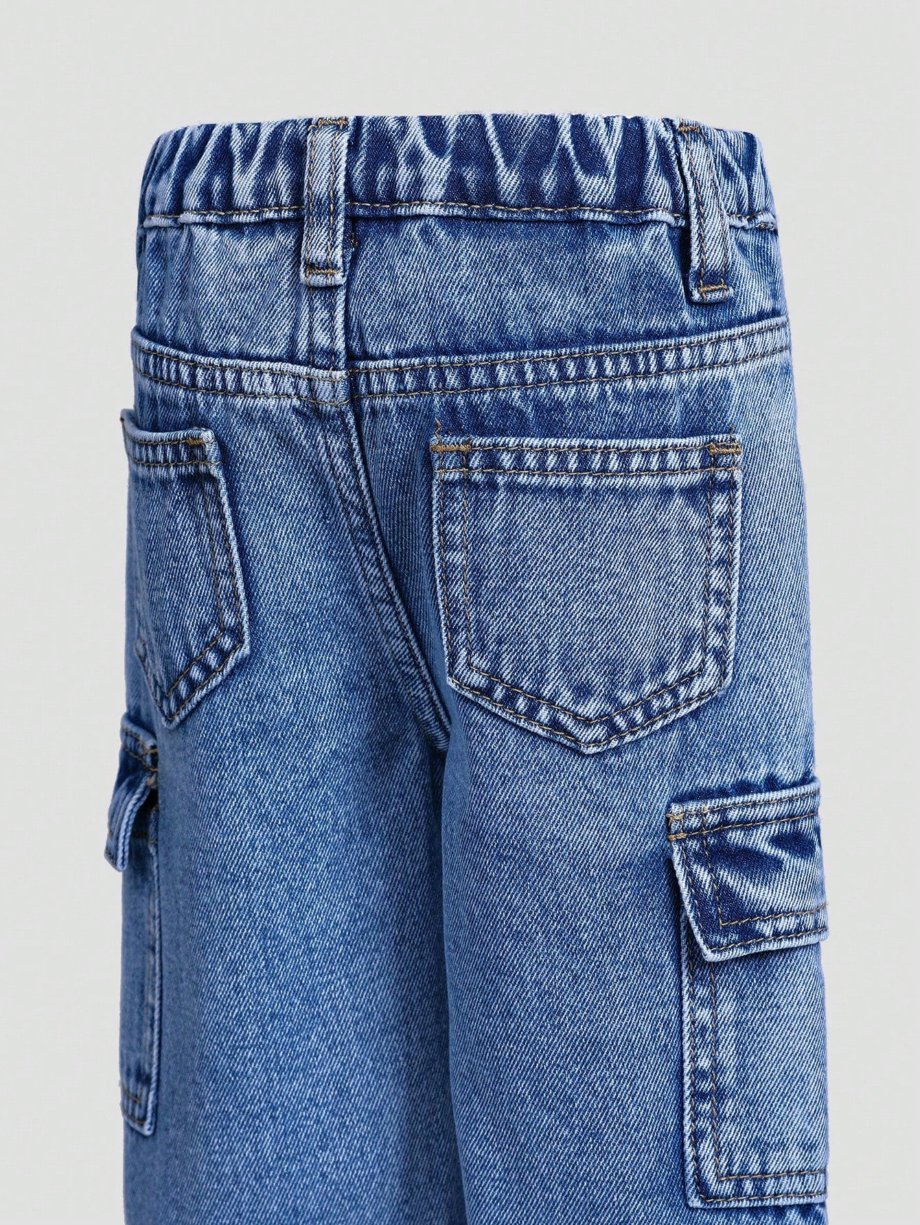 Cotton Elastic Waist Cargo Pocket Casual Pants For Baby Boys Toddler Cargo Jeans Fall Winter