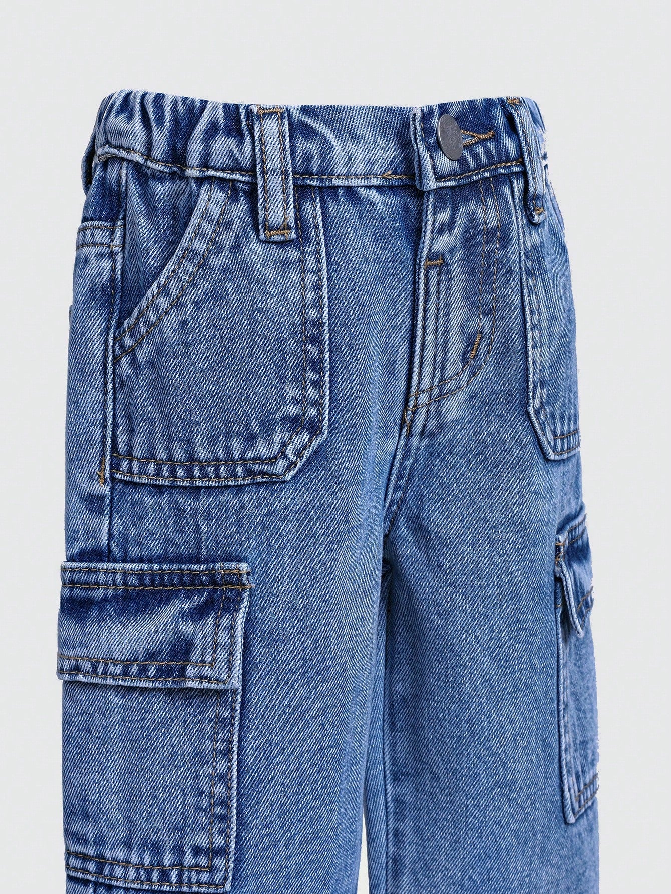 Cotton Elastic Waist Cargo Pocket Casual Pants For Baby Boys Toddler Cargo Jeans Fall Winter