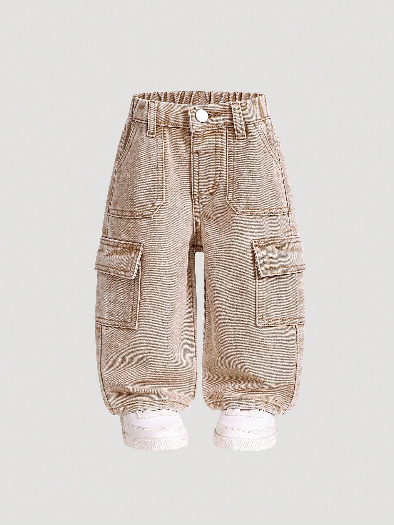 Cotton Elastic Waist Cargo Pocket Casual Pants For Baby Boys Toddler Cargo Jeans Fall Winter