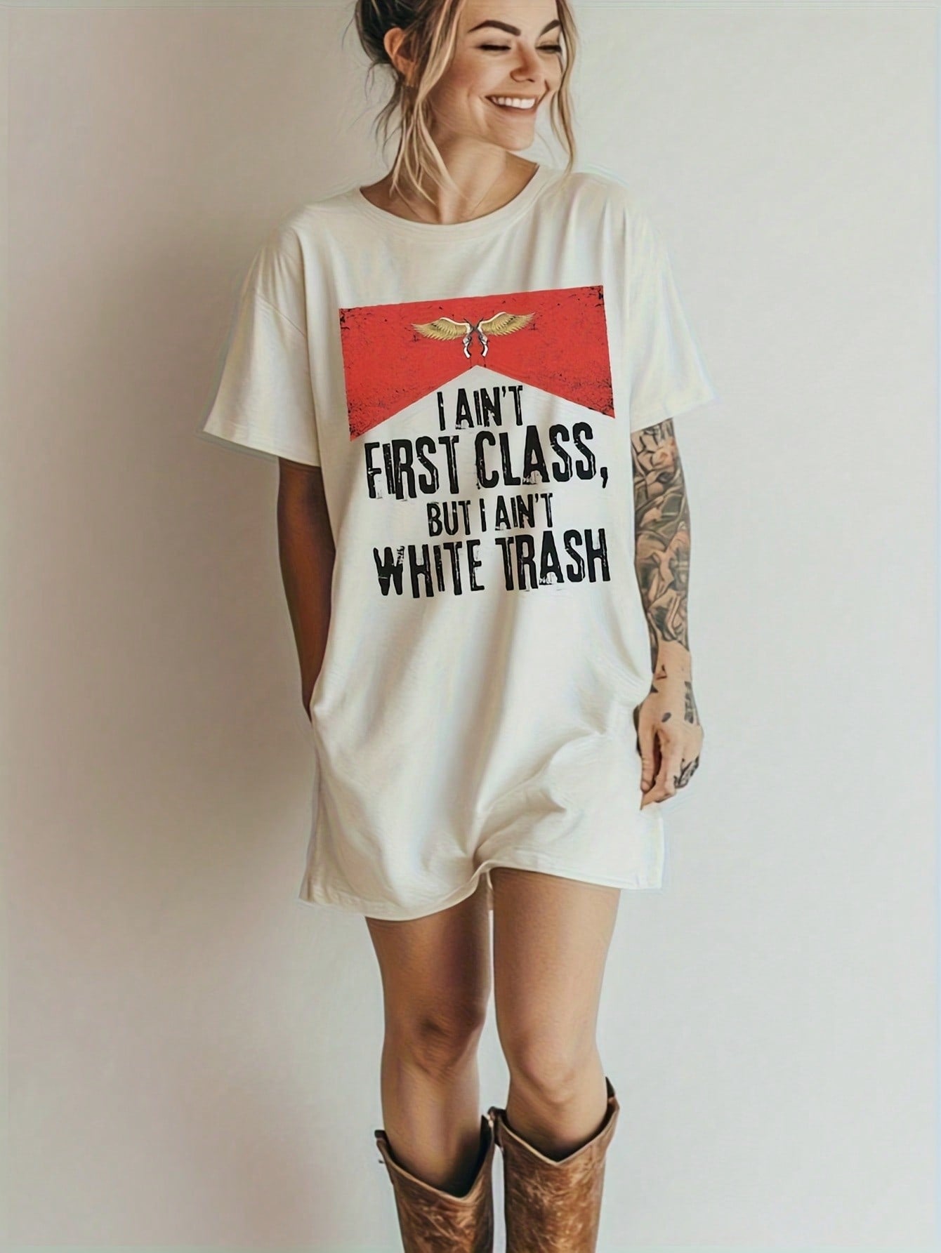 Country Concert T-Shirt, White Trash Graphic Tee, 90s Country Music Tee, Retro Country Concert Tee, Vintage Western Shirt, Rodeo Shirt, Vintage 90s Y2K Tee- Soft Thin, Breathable Crew Neck Tee, Light