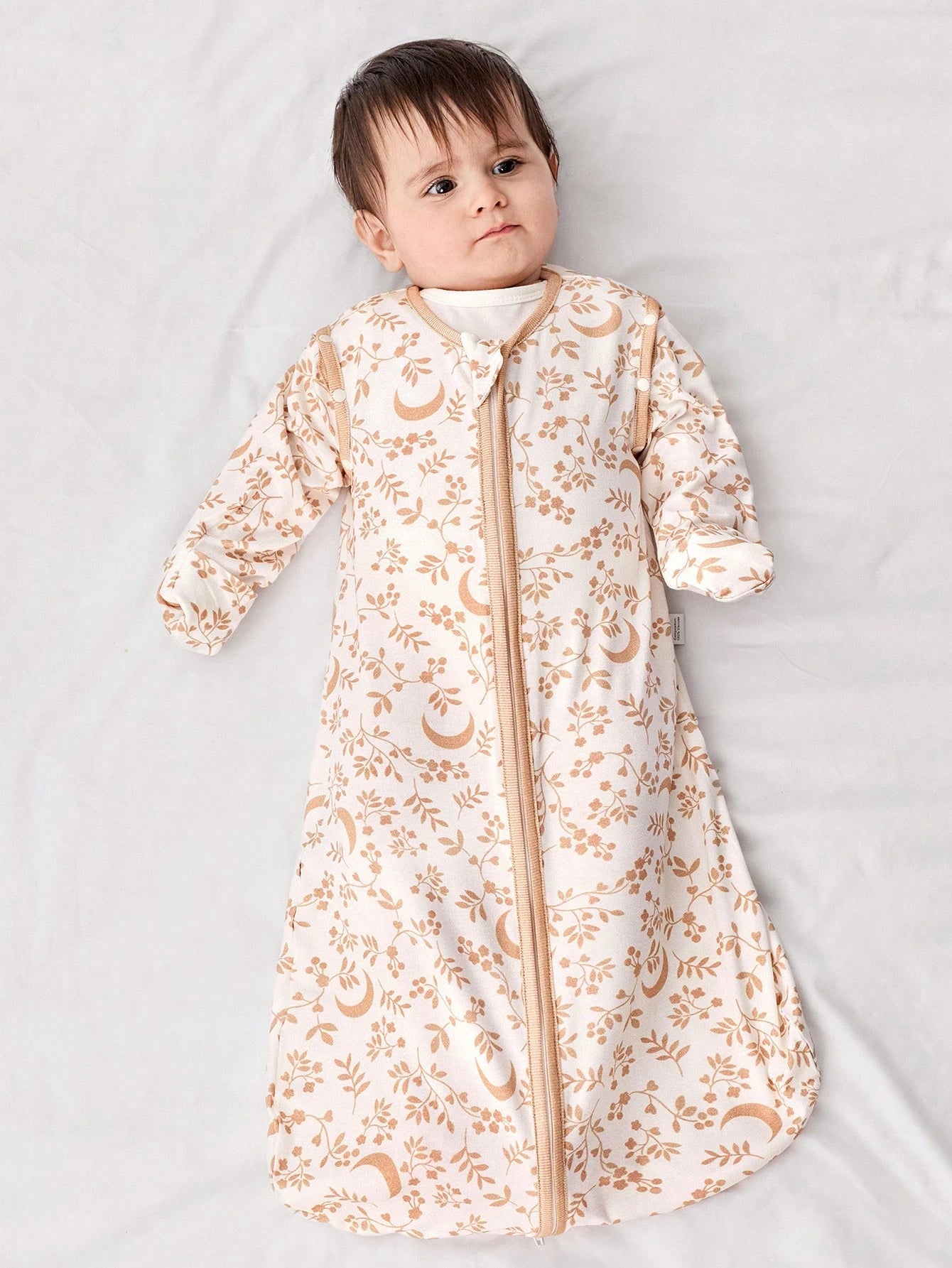 Cozy Pixies 1-Piece Baby Light And Thin Sleeping Bag, Moon Leaf Pattern, Two-Wear Sleeves Removable, Comfortable And Soft, Newborn Sleeping Bag, Certified By Oeko