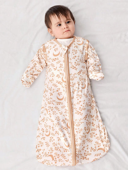 Cozy Pixies 1-Piece Baby Light And Thin Sleeping Bag, Moon Leaf Pattern, Two-Wear Sleeves Removable, Comfortable And Soft, Newborn Sleeping Bag, Certified By Oeko