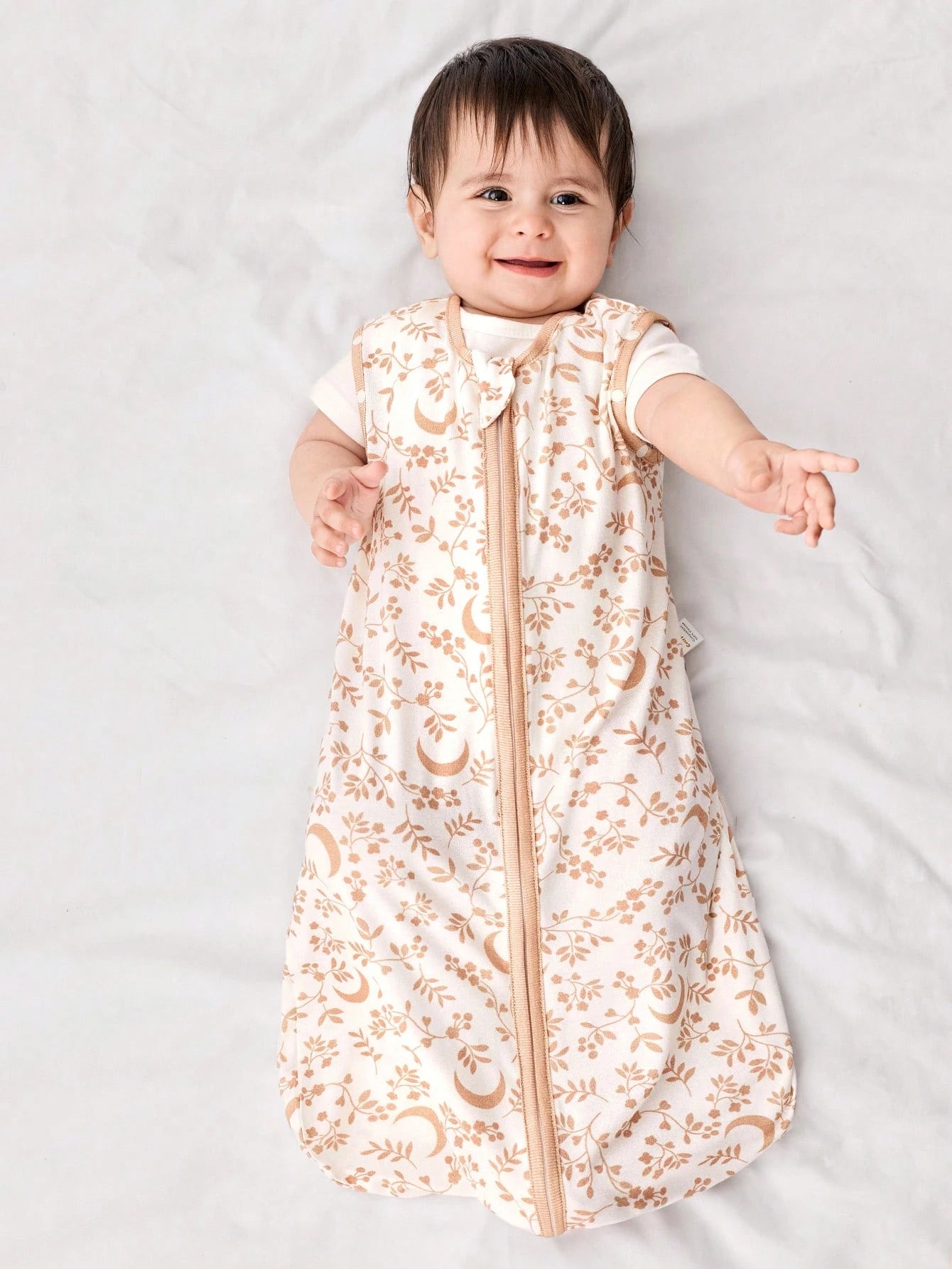 Cozy Pixies 1-Piece Baby Light And Thin Sleeping Bag, Moon Leaf Pattern, Two-Wear Sleeves Removable, Comfortable And Soft, Newborn Sleeping Bag, Certified By Oeko