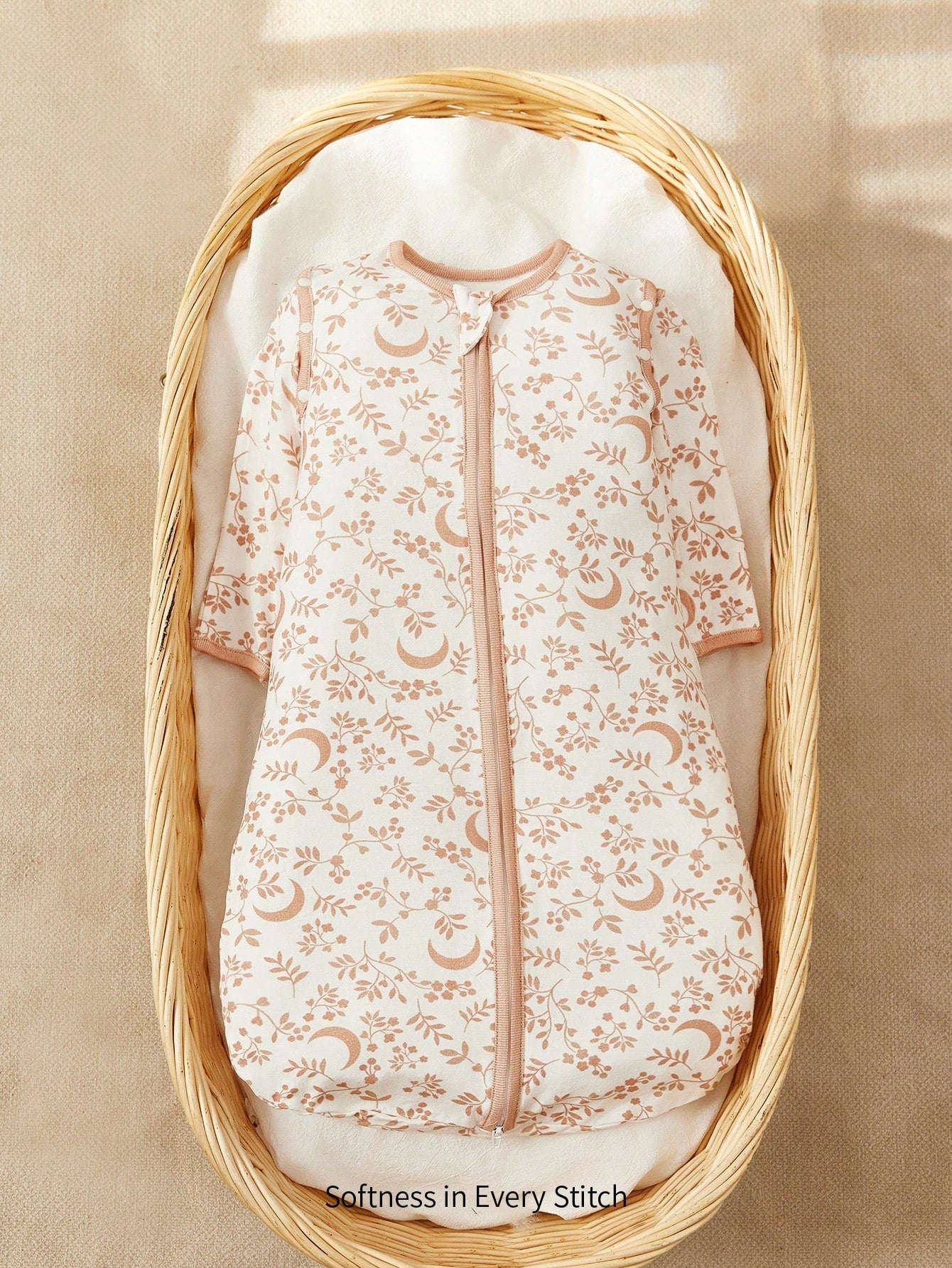 Cozy Pixies 1-Piece Baby Light And Thin Sleeping Bag, Moon Leaf Pattern, Two-Wear Sleeves Removable, Comfortable And Soft, Newborn Sleeping Bag, Certified By Oeko