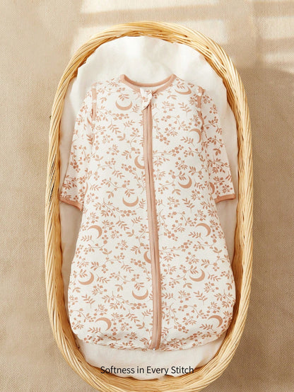 Cozy Pixies 1-Piece Baby Light And Thin Sleeping Bag, Moon Leaf Pattern, Two-Wear Sleeves Removable, Comfortable And Soft, Newborn Sleeping Bag, Certified By Oeko