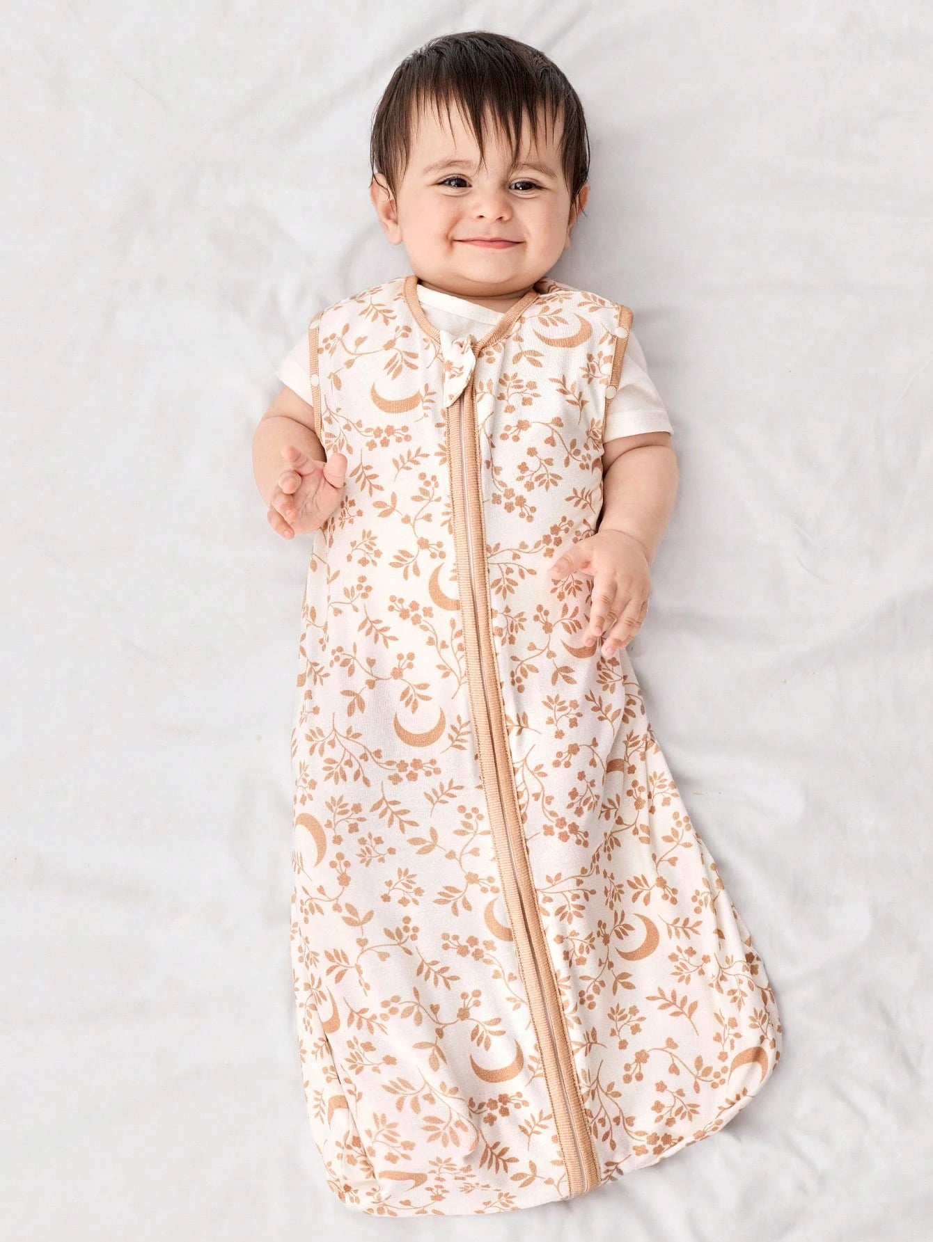 Cozy Pixies 1-Piece Baby Light And Thin Sleeping Bag, Moon Leaf Pattern, Two-Wear Sleeves Removable, Comfortable And Soft, Newborn Sleeping Bag, Certified By Oeko