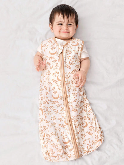 Cozy Pixies 1-Piece Baby Light And Thin Sleeping Bag, Moon Leaf Pattern, Two-Wear Sleeves Removable, Comfortable And Soft, Newborn Sleeping Bag, Certified By Oeko