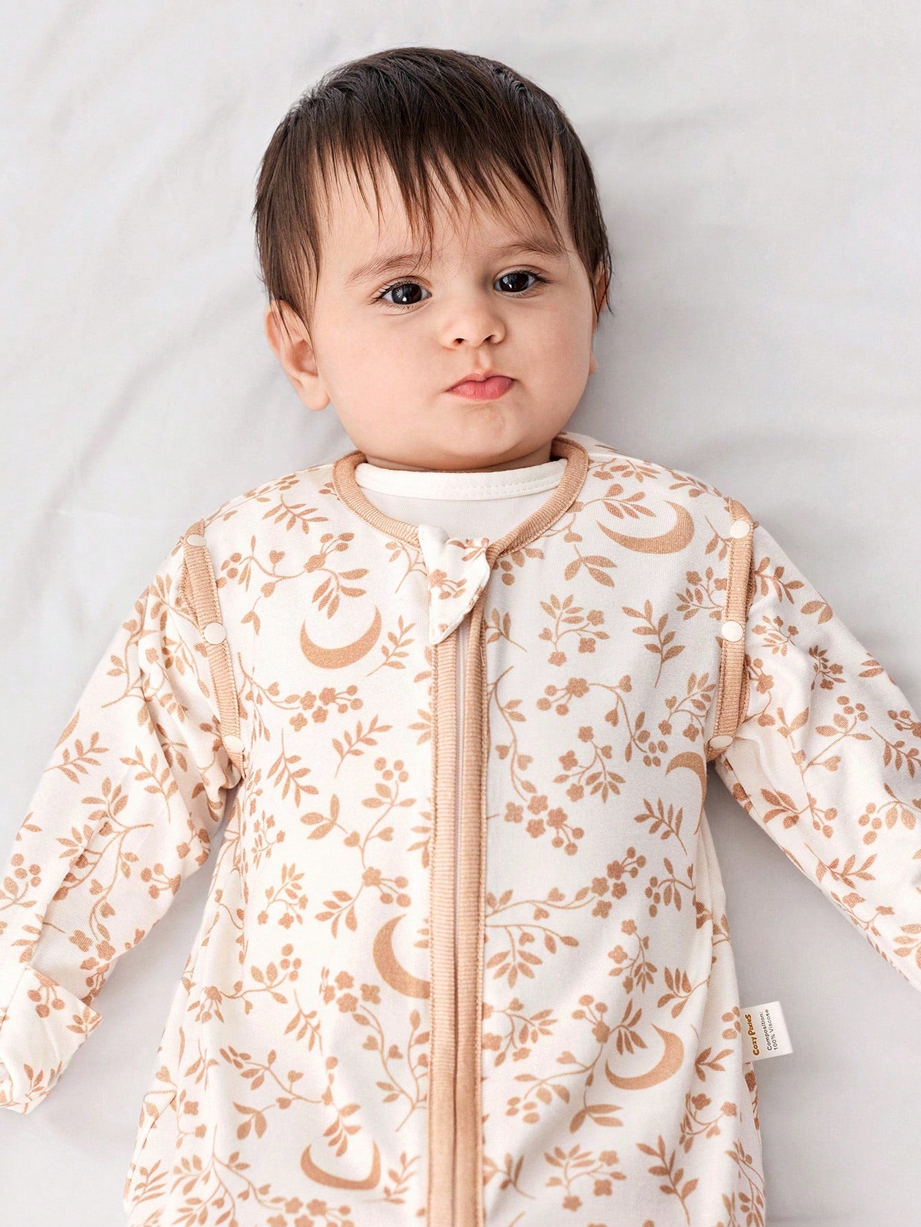 Cozy Pixies 1-Piece Baby Light And Thin Sleeping Bag, Moon Leaf Pattern, Two-Wear Sleeves Removable, Comfortable And Soft, Newborn Sleeping Bag, Certified By Oeko