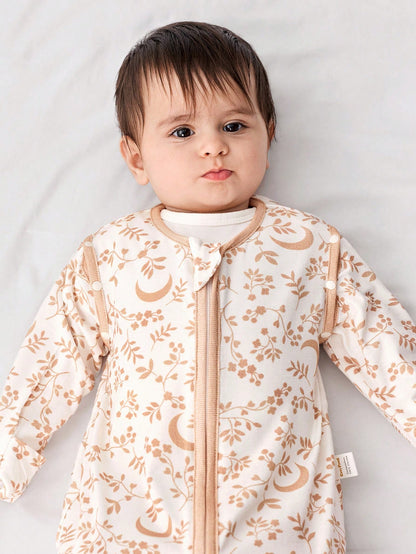 Cozy Pixies 1-Piece Baby Light And Thin Sleeping Bag, Moon Leaf Pattern, Two-Wear Sleeves Removable, Comfortable And Soft, Newborn Sleeping Bag, Certified By Oeko