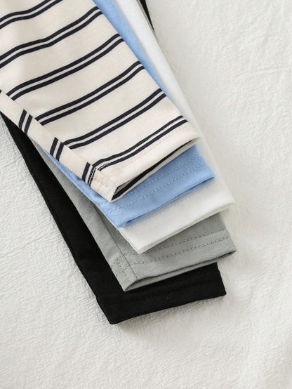 Cozy Pixies 5pcs Baby Boy Soft Knit Elastic Waist Pants, Versatile & Comfortable