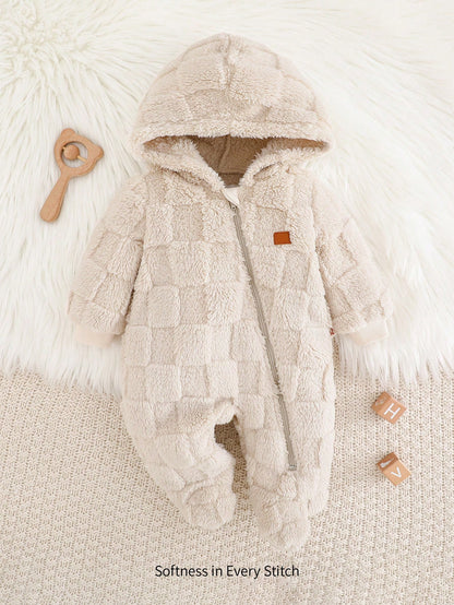 Cozy Pixies Baby Boy Panda Pattern Thickened Hooded Long Sleeve Sleepwear Jumpsuit For Autumn/Winter