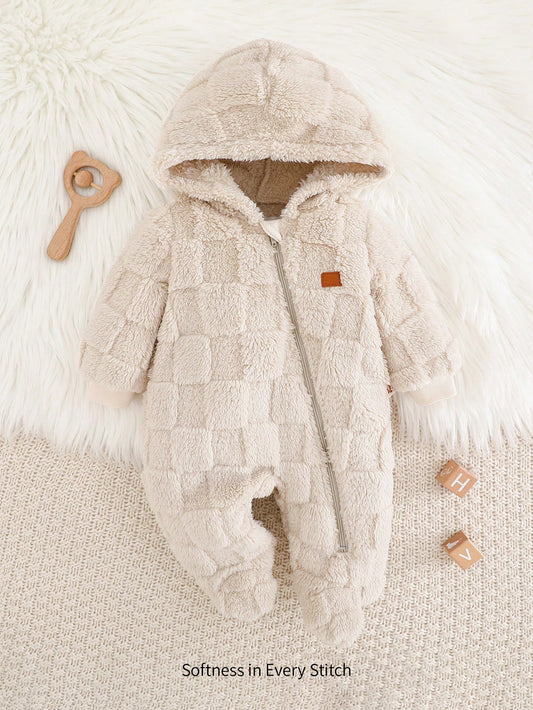 Cozy Pixies Baby Boy Panda Pattern Thickened Hooded Long Sleeve Sleepwear Jumpsuit For Autumn/Winter