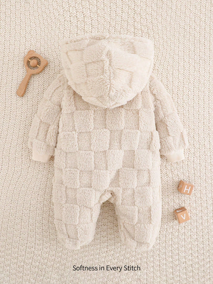Cozy Pixies Baby Boy Panda Pattern Thickened Hooded Long Sleeve Sleepwear Jumpsuit For Autumn/Winter