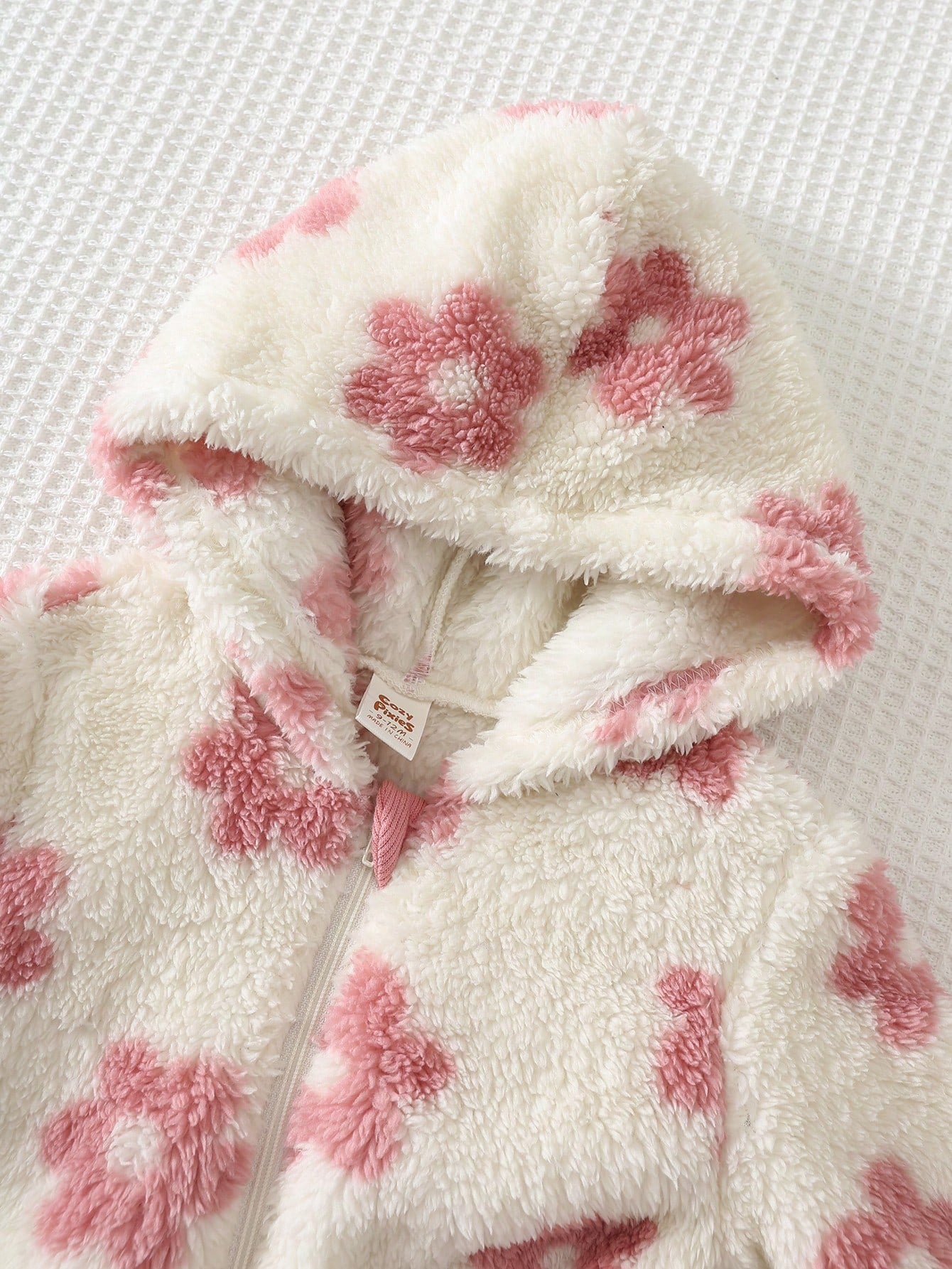 Cozy Pixies Baby Girl Floral Pattern Thermal Lined Thick Hooded Long Sleeve Winter Jumpsuit, Versatile And Comfortable