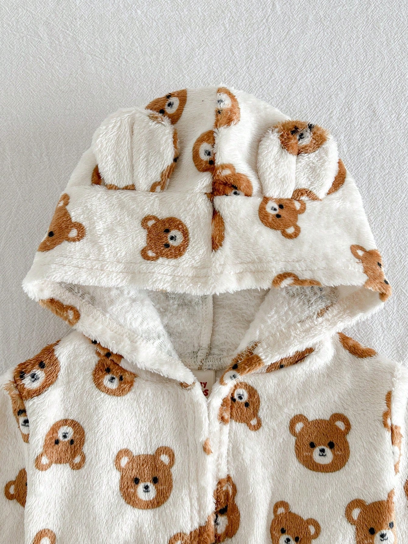 Cozy Pixies Newborn Baby Girl Cartoon Bear Pattern Hooded Long Sleeve Tie-Up Sleepwear Autumn Winter