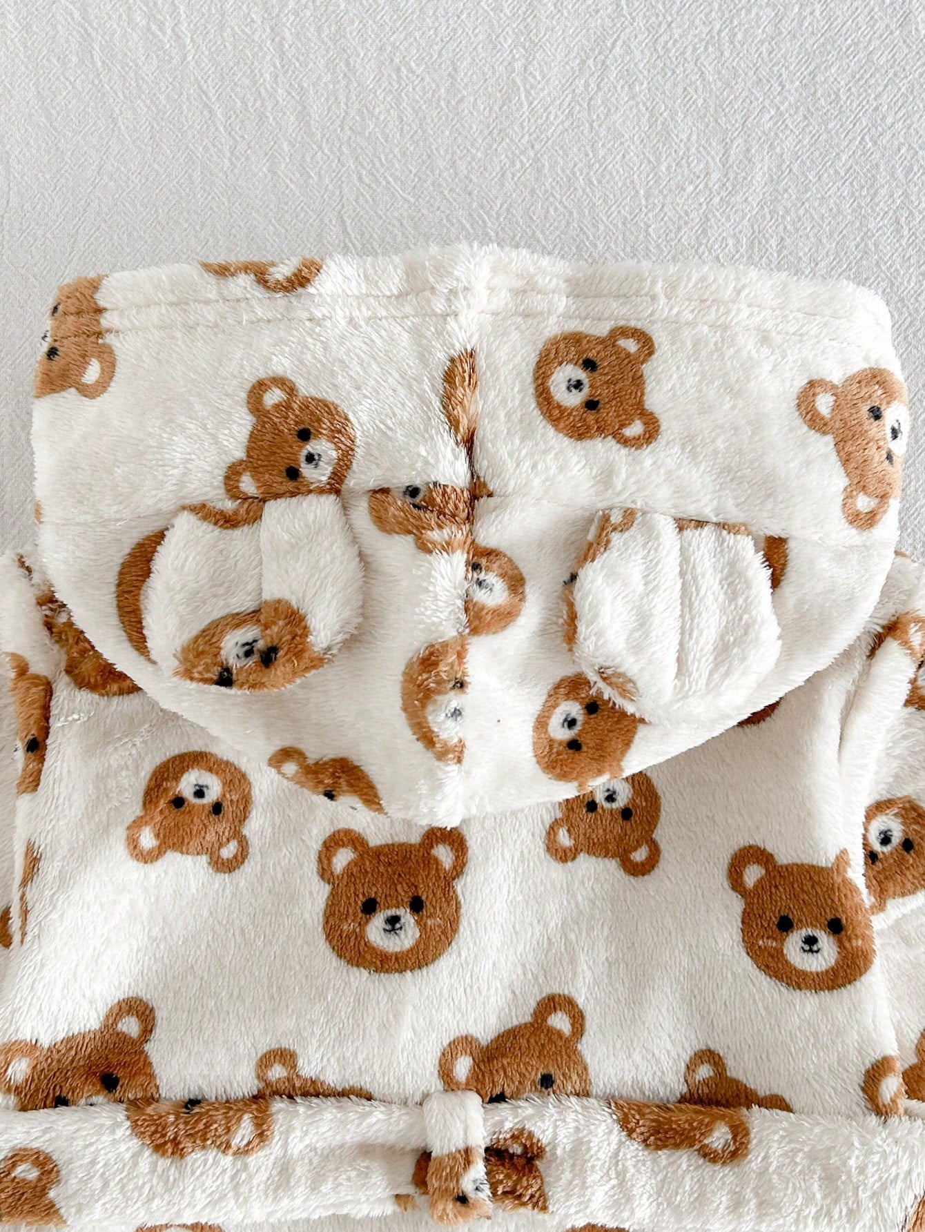 Cozy Pixies Newborn Baby Girl Cartoon Bear Pattern Hooded Long Sleeve Tie-Up Sleepwear Autumn Winter