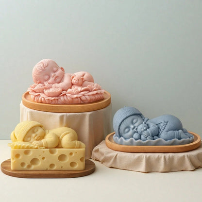 Creative Baby Sleep Shaped Handmade Soap Silicone Mold, Silicone Crafting Tool, Suitable For Cold Process Soap DIY Gifts, Healing Baby Shaped Aromatherapy Candles, Handmade Decorative Mold, Easy Demol
