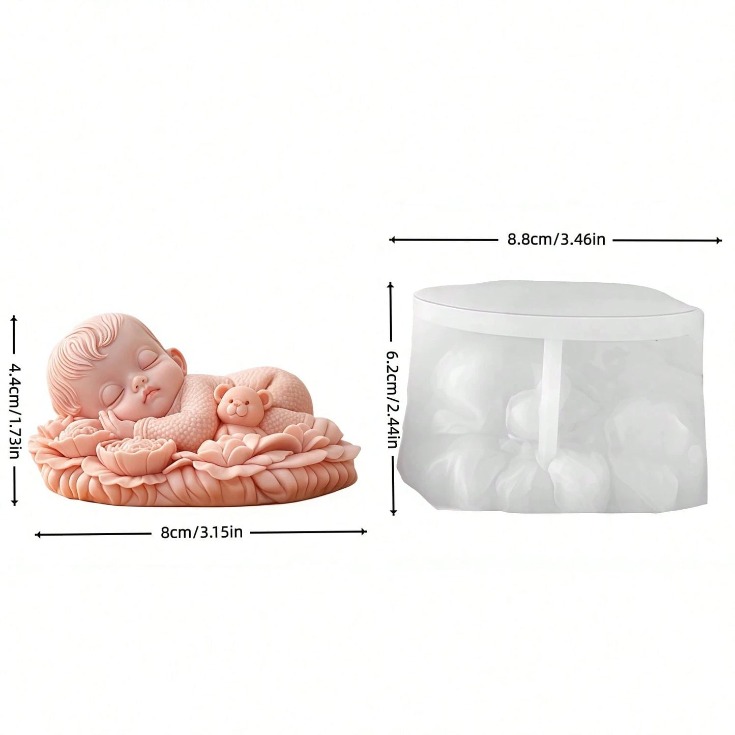 Creative Baby Sleep Shaped Handmade Soap Silicone Mold, Silicone Crafting Tool, Suitable For Cold Process Soap DIY Gifts, Healing Baby Shaped Aromatherapy Candles, Handmade Decorative Mold, Easy Demol