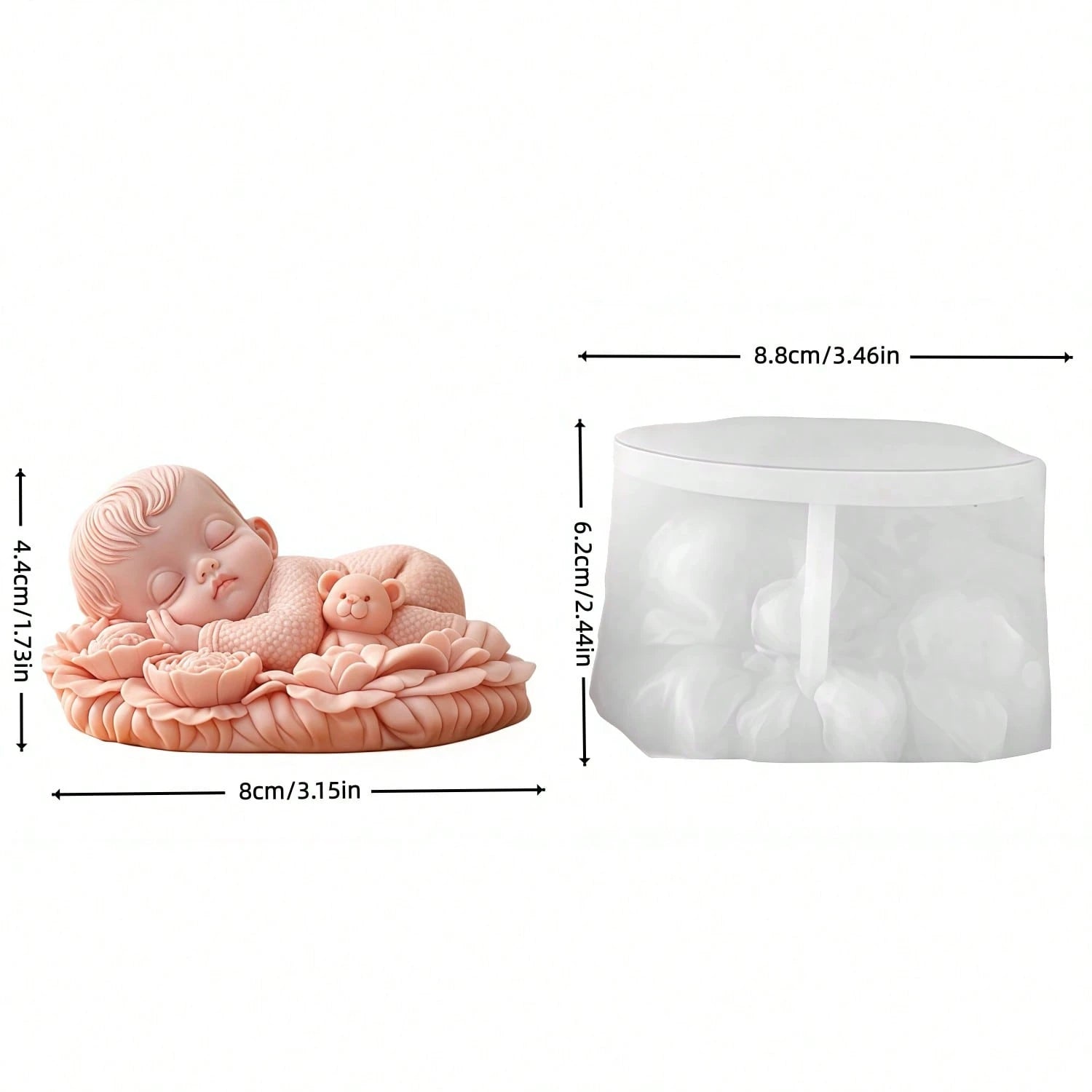 Creative Baby Sleep Shaped Handmade Soap Silicone Mold, Silicone Crafting Tool, Suitable For Cold Process Soap DIY Gifts, Healing Baby Shaped Aromatherapy Candles, Handmade Decorative Mold, Easy Demol