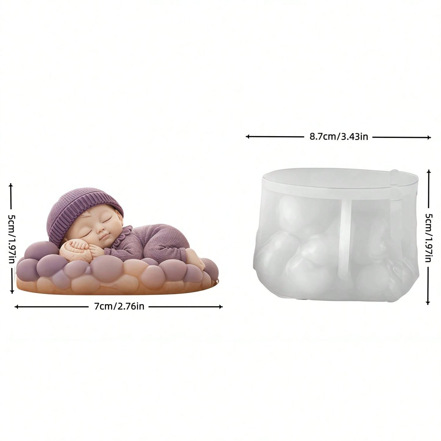 Creative Baby Sleep Shaped Handmade Soap Silicone Mold, Silicone Crafting Tool, Suitable For Cold Process Soap DIY Gifts, Healing Baby Shaped Aromatherapy Candles, Handmade Decorative Mold, Easy Demol