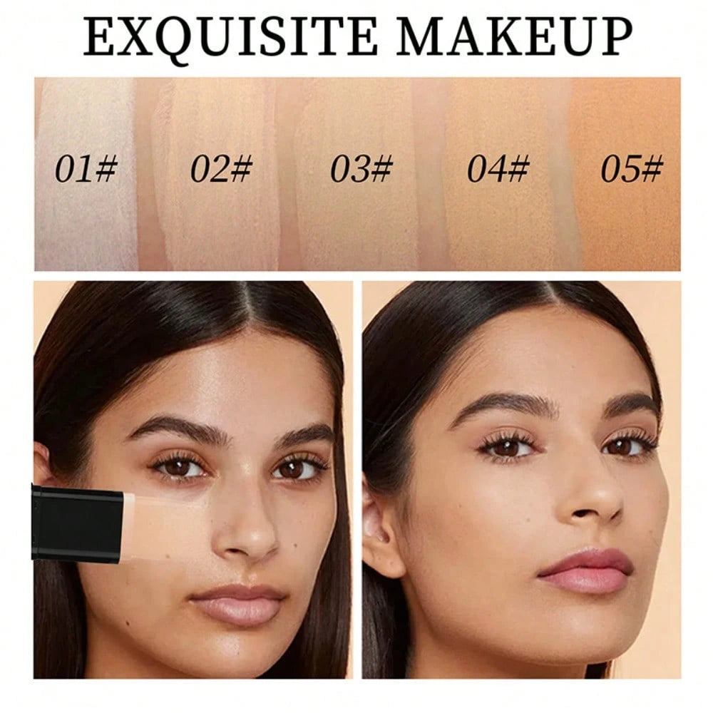 Cross Border Makeup Concealer Keep Makeup On Liquid Foundation Powder Puff+Solid Foundation Make-Up Two In One English Version