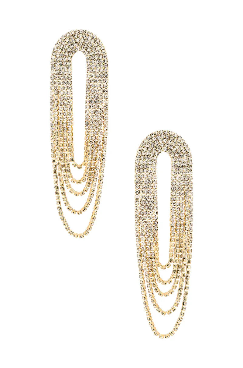 Crystal Drape Fringe Earrings - JAUS