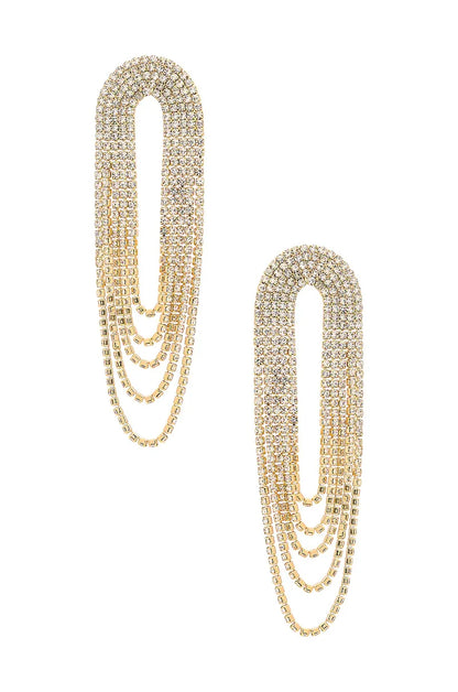 Crystal Drape Fringe Earrings - JAUS