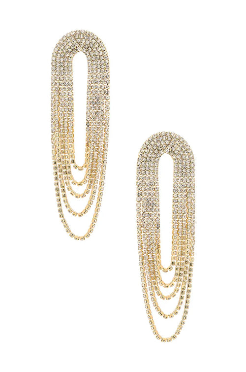 Crystal Drape Fringe Earrings - JAUS