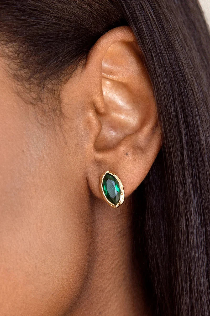 Crystal Luxe Mini Studs - Emerald