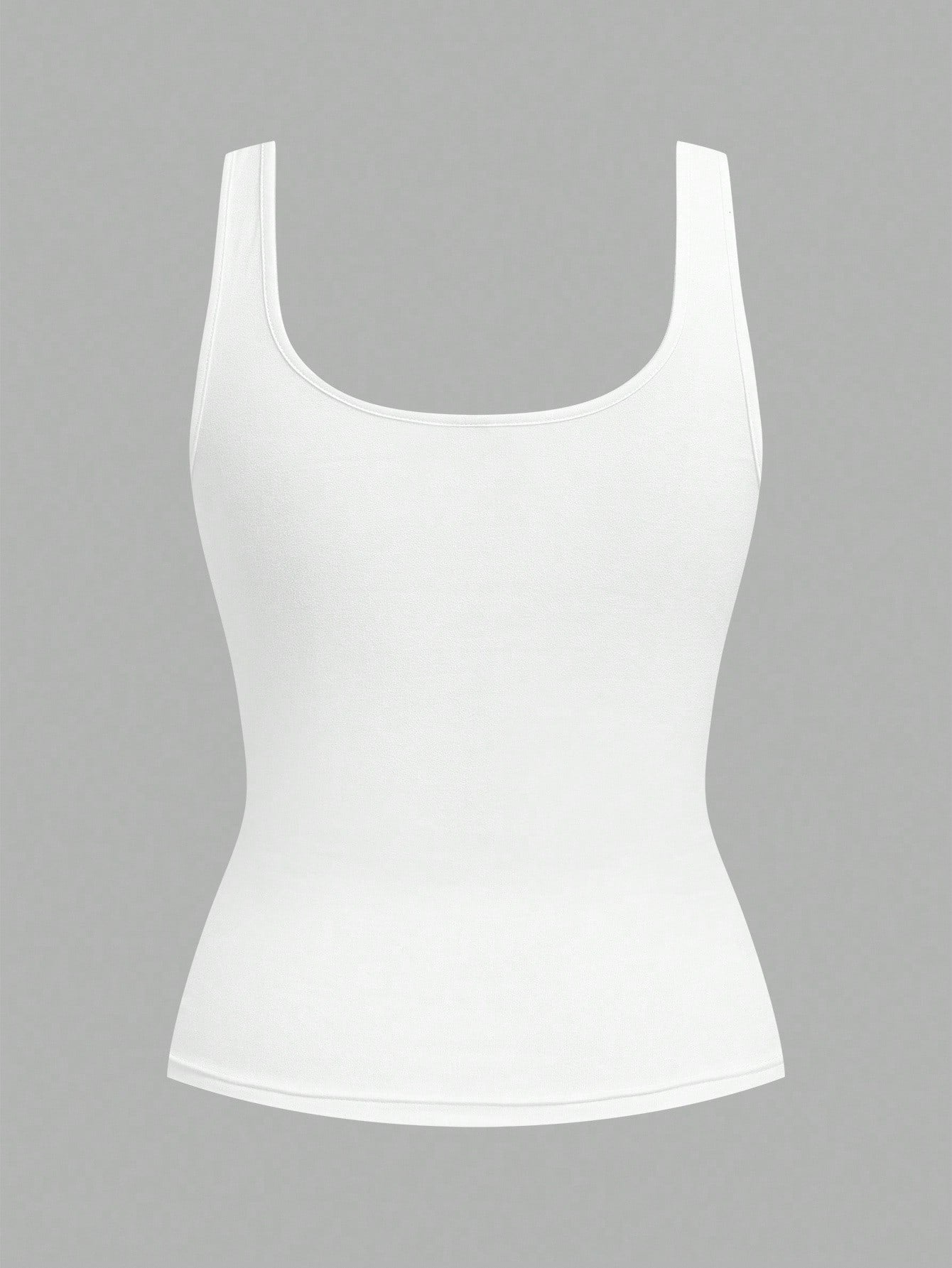 CURVE+ 2pcs Plus Size Women Casual Casual Formal Crew Neck Ruched Waist Fitted Tank Top Set, Versatile For Daily Wear Evening Black White Summer